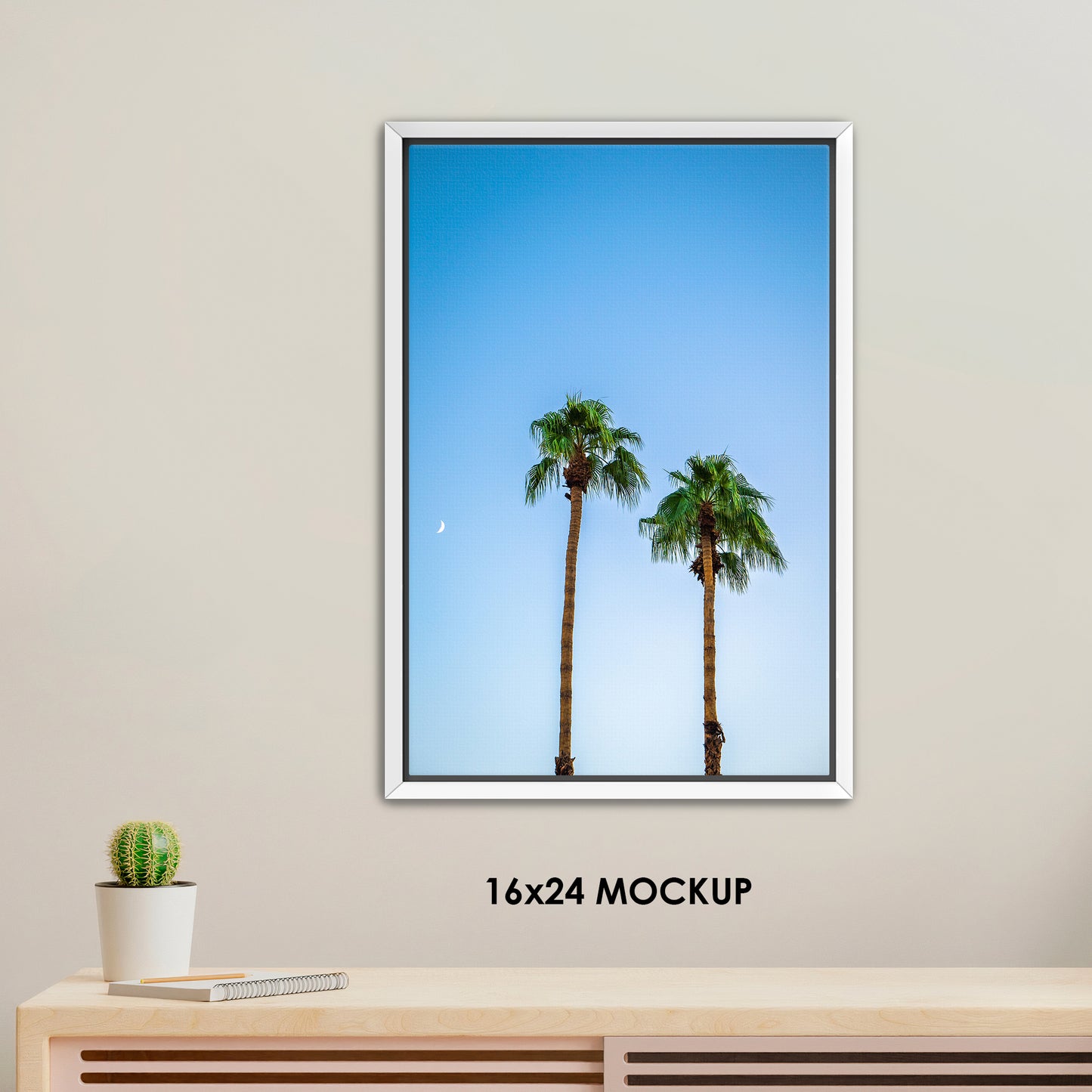 Moonlit Palms / FenixPDE / Framed Photography Canvas Print