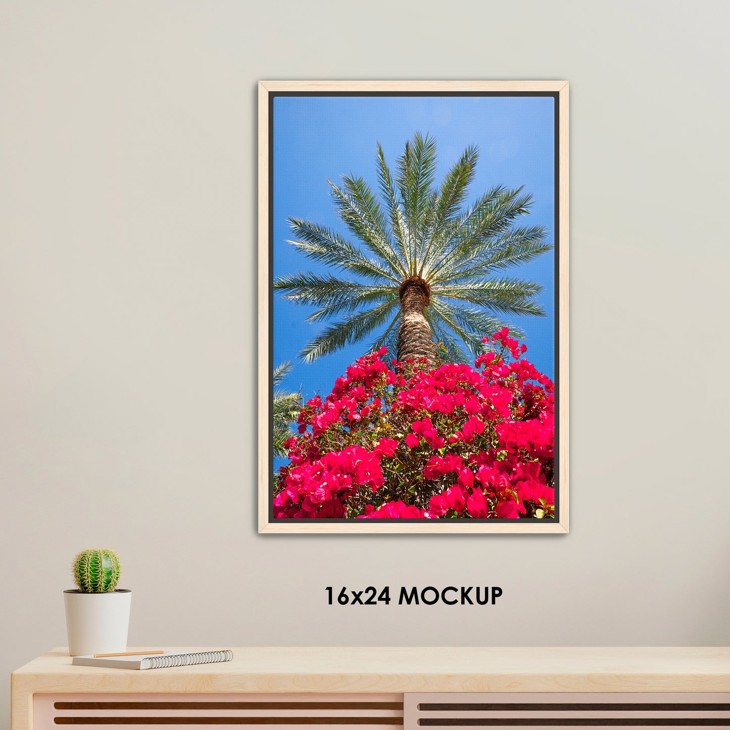 Pink Floral Palm / FenixPDE / Framed Photography Canvas Print