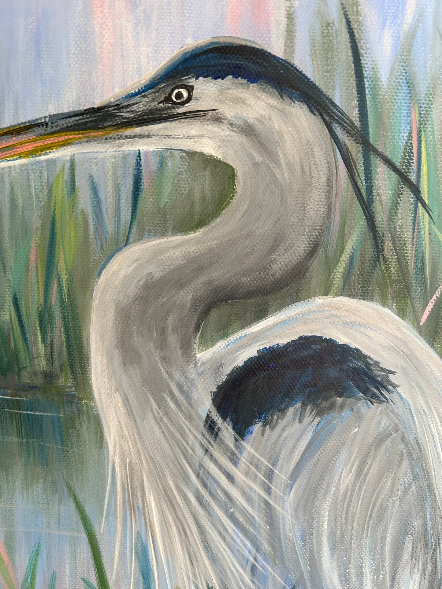 Heron Marsh / Melissa Lawrence / 16x20 / Framed / Acrylic on Canvas