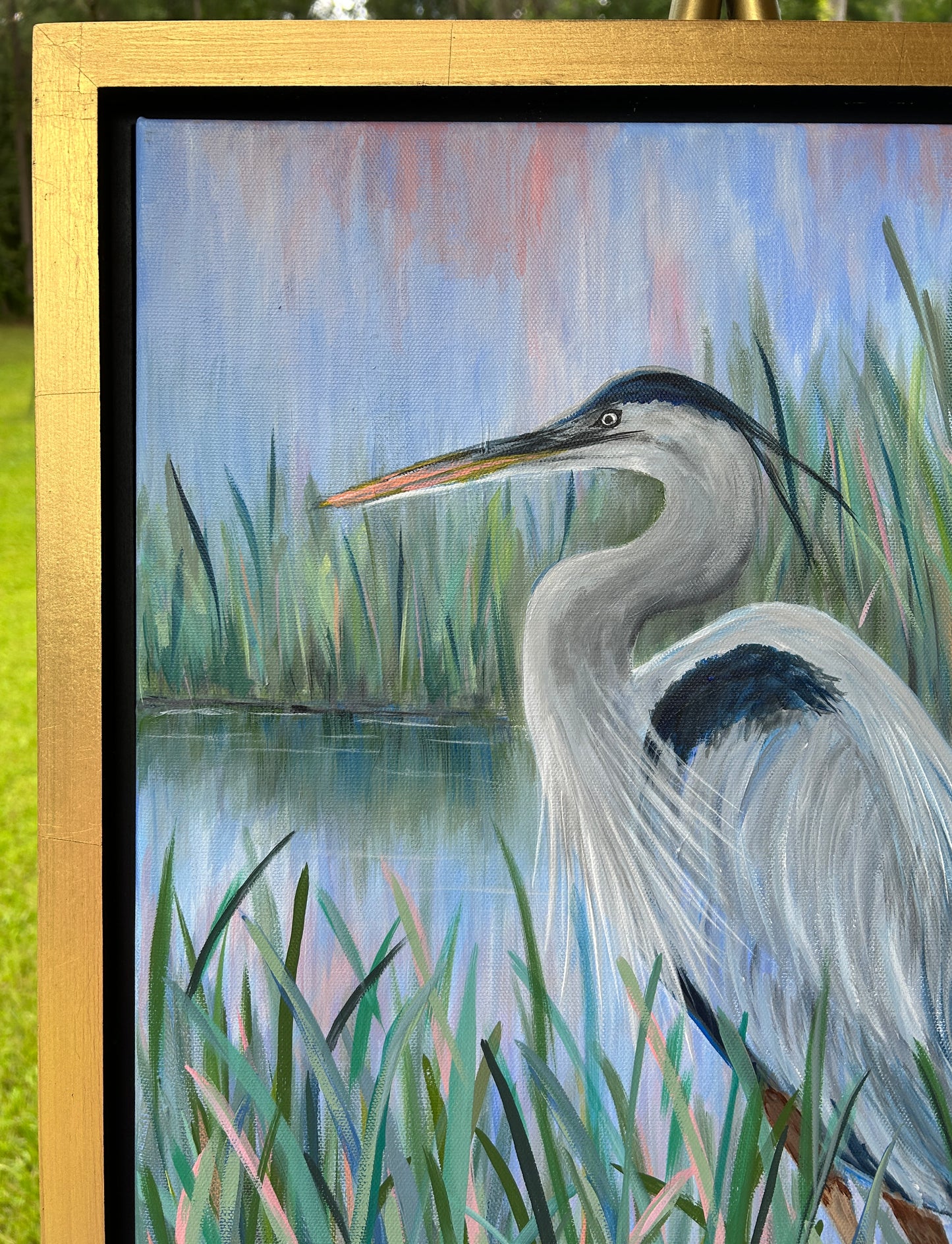 Heron Marsh / Melissa Lawrence / 16x20 / Framed / Acrylic on Canvas