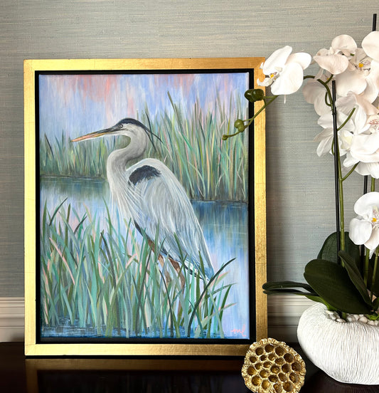 Heron Marsh / Melissa Lawrence / 16x20 / Framed / Acrylic on Canvas