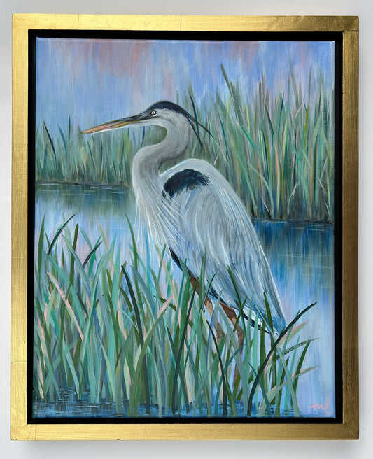 Heron Marsh / Melissa Lawrence / 16x20 / Framed / Acrylic on Canvas
