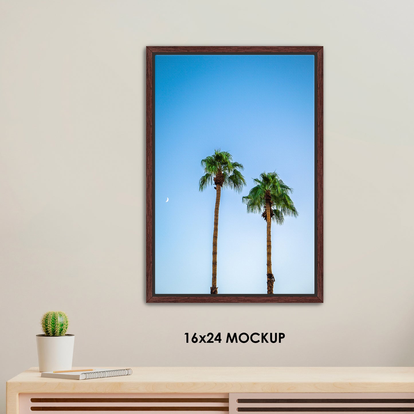 Moonlit Palms / FenixPDE / Framed Photography Canvas Print
