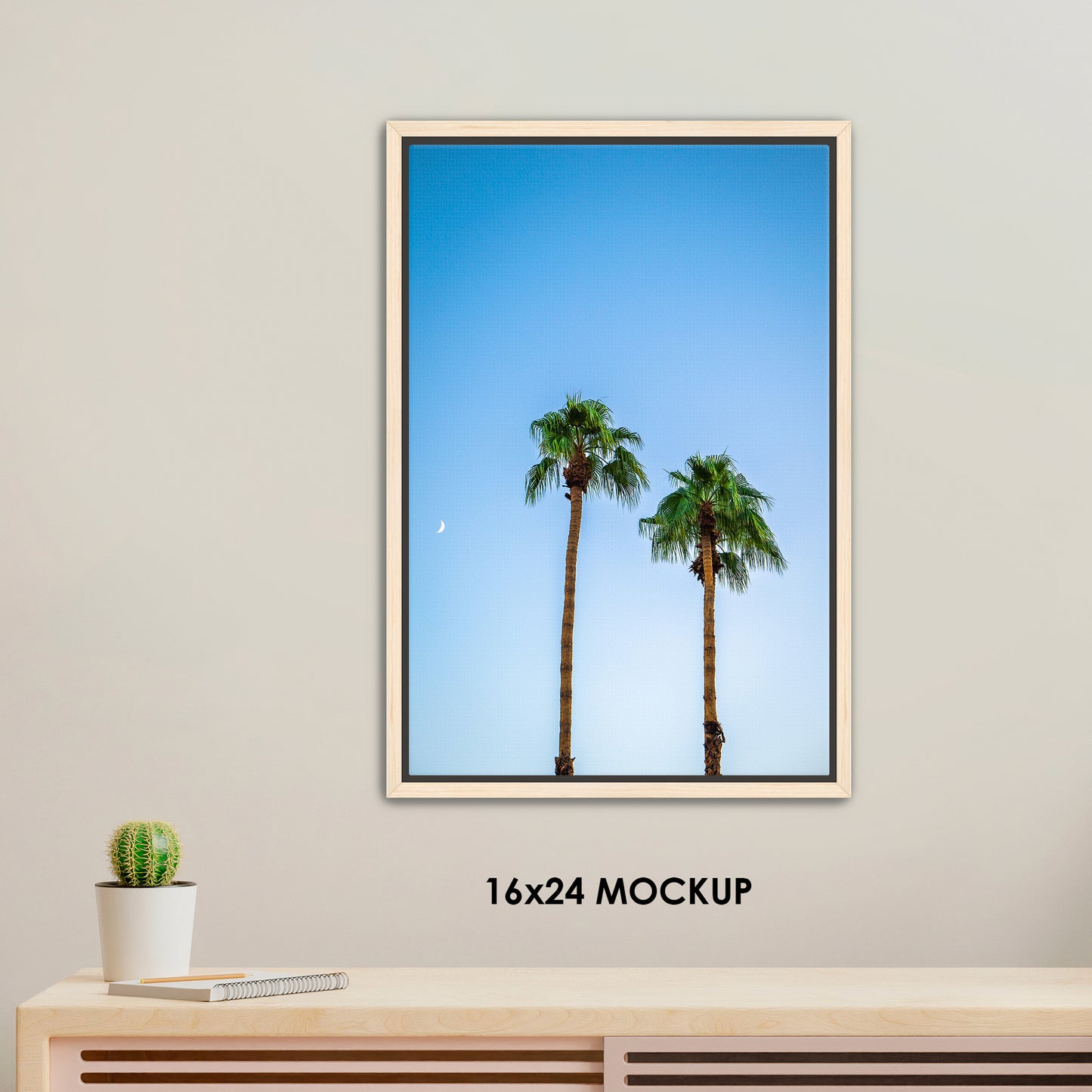 Moonlit Palms / FenixPDE / Framed Photography Canvas Print