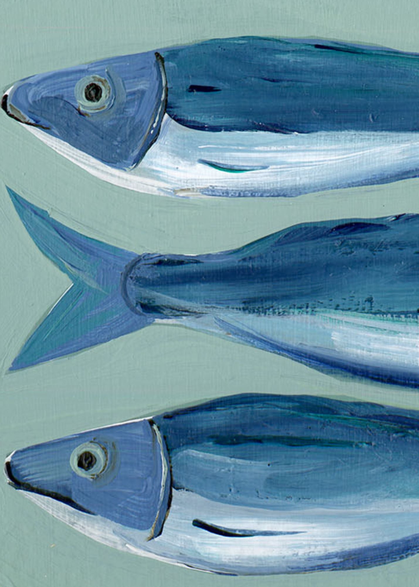 Blue Sardines / Paige Janes / 8x10 / Acrylic on Paper