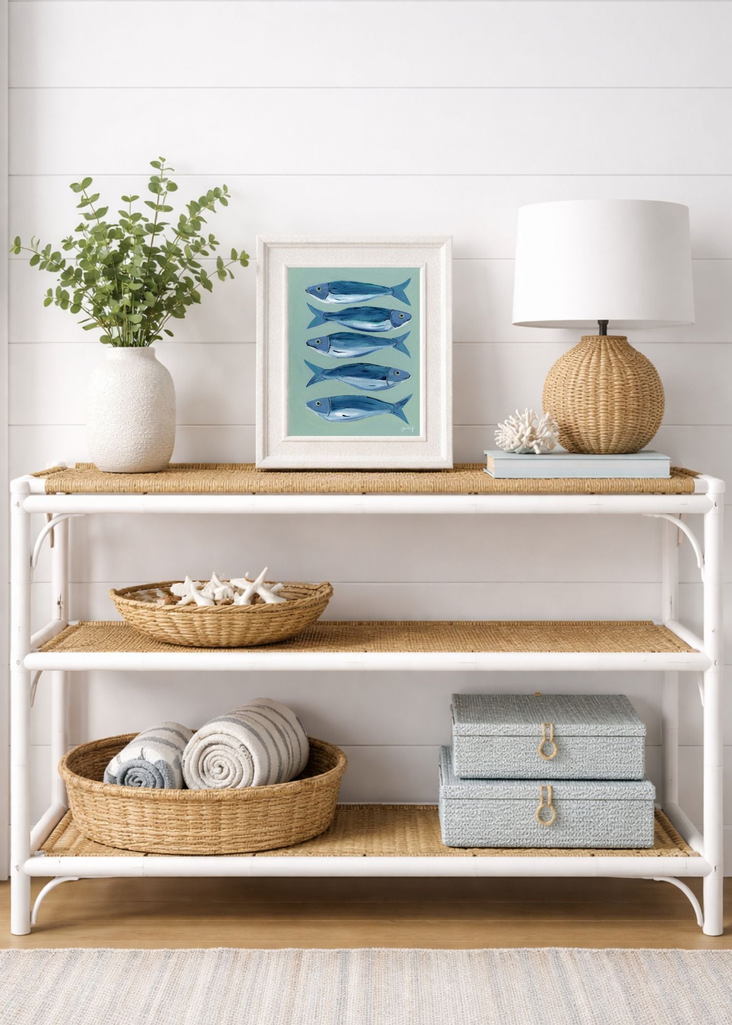 Blue Sardines / Paige Janes / 8x10 / Acrylic on Paper