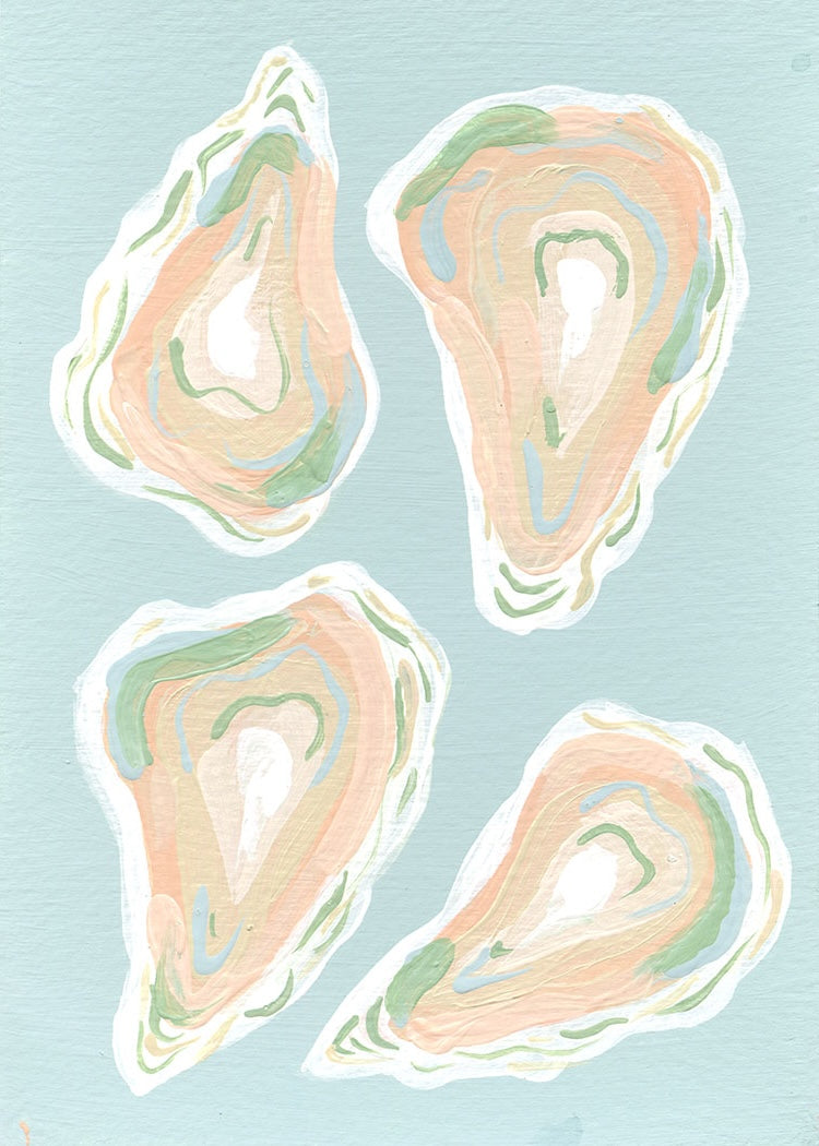 Pink Oysters / Paige Janes / 5x7 / Acrylic on Paper