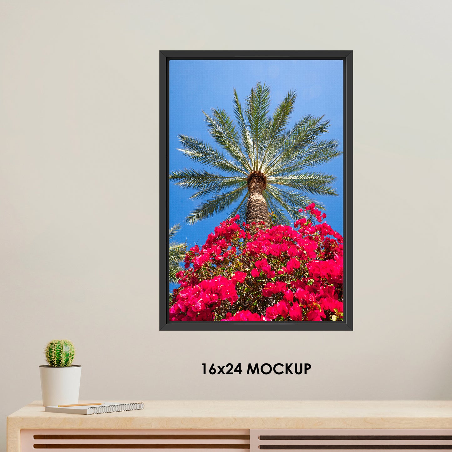 Pink Floral Palm / FenixPDE / Framed Photography Canvas Print
