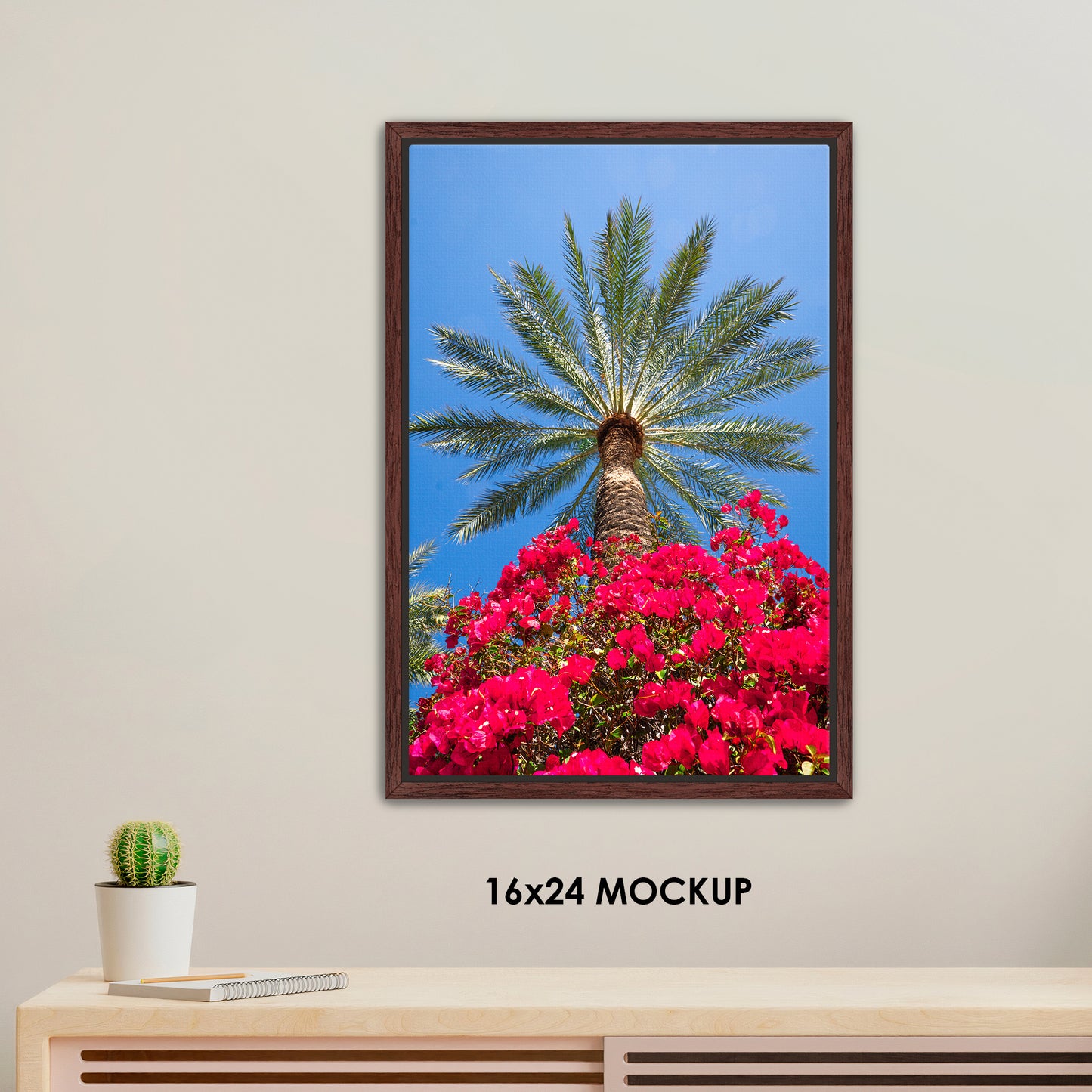 Pink Floral Palm / FenixPDE / Framed Photography Canvas Print