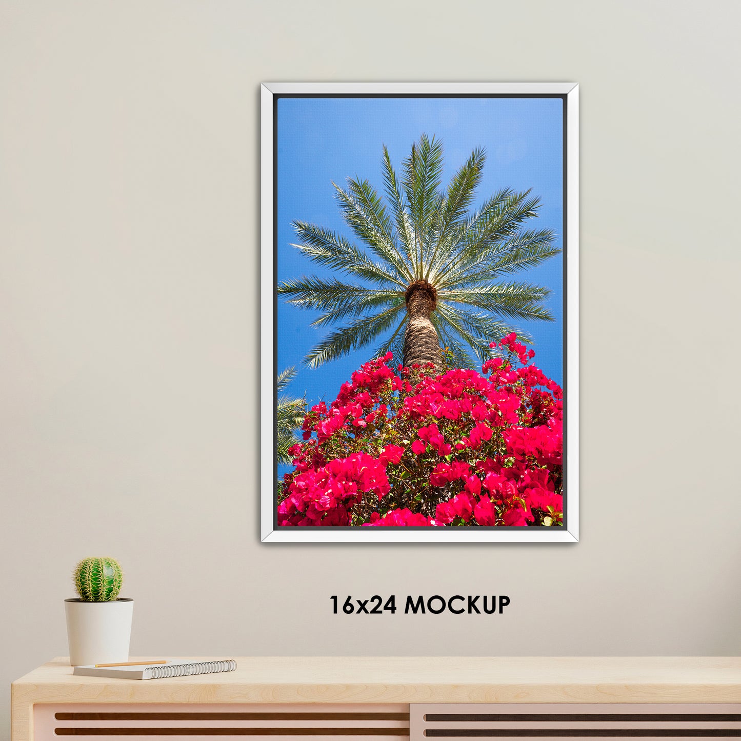 Pink Floral Palm / FenixPDE / Framed Photography Canvas Print
