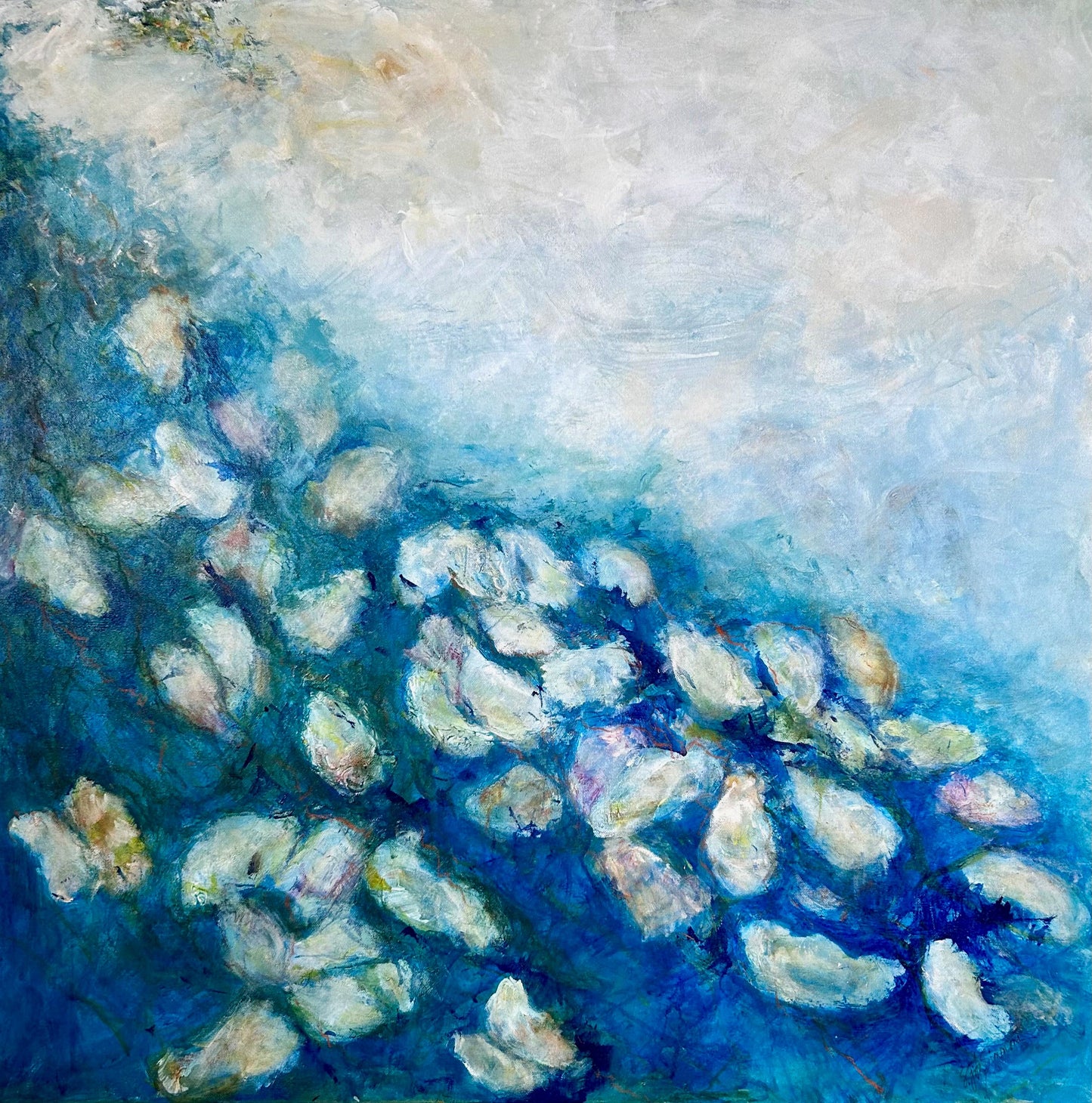 Rolling Tide Over Oyster Reef / Sandra FitzSimmons / 36x36