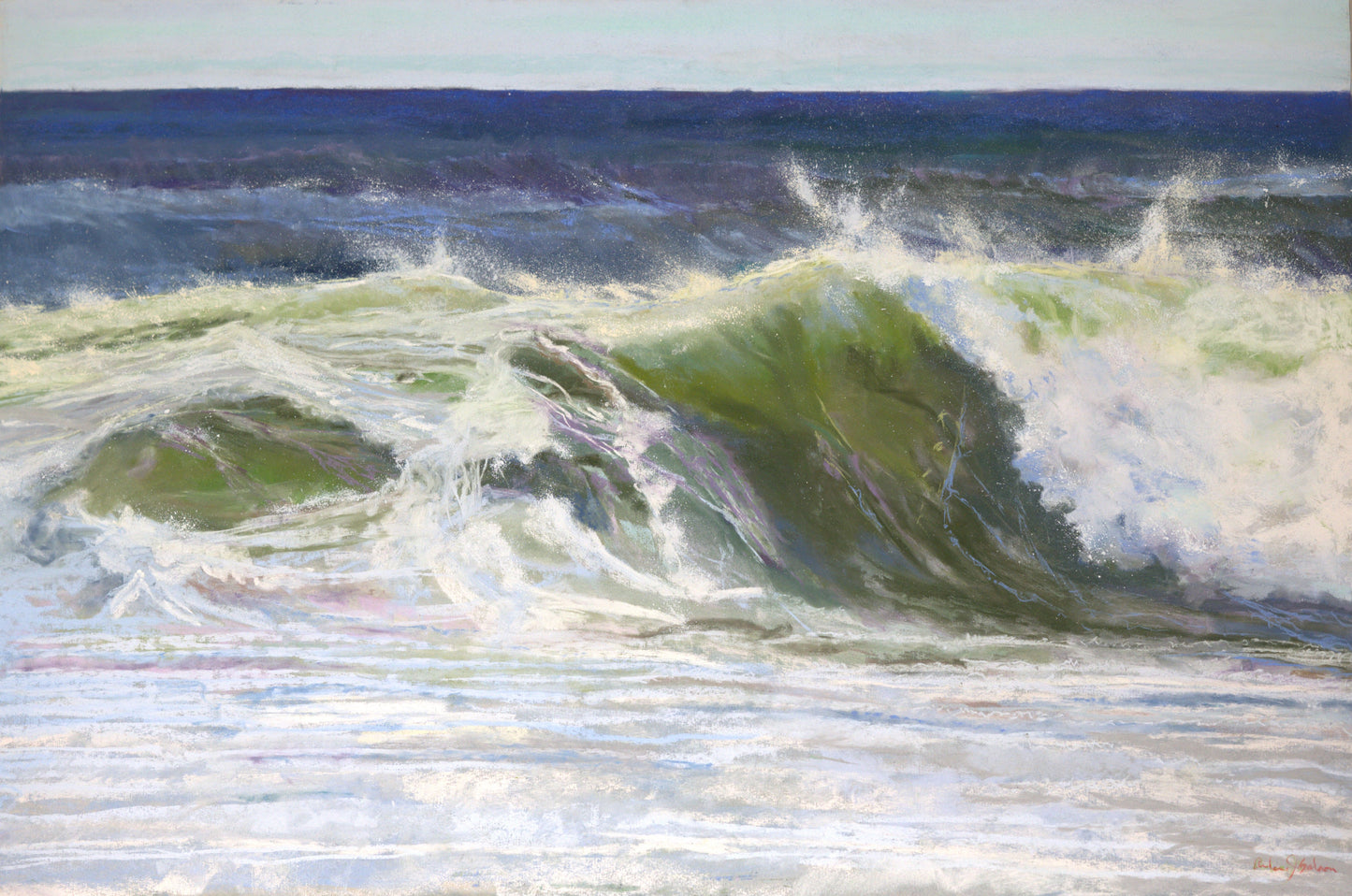 Rolling in Emeralds / Arlene Salmon / 20x30 / Framed / Pastel on Paper