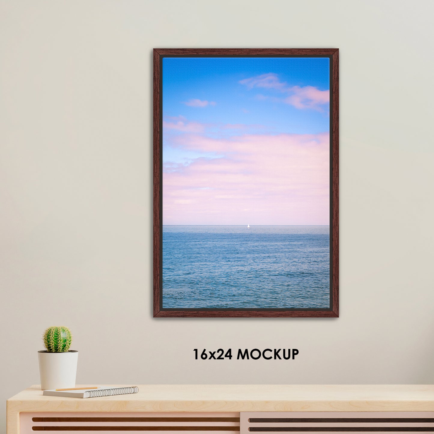 Sky Blue Pink Sail / FenixPDE / Framed Photography Canvas Print