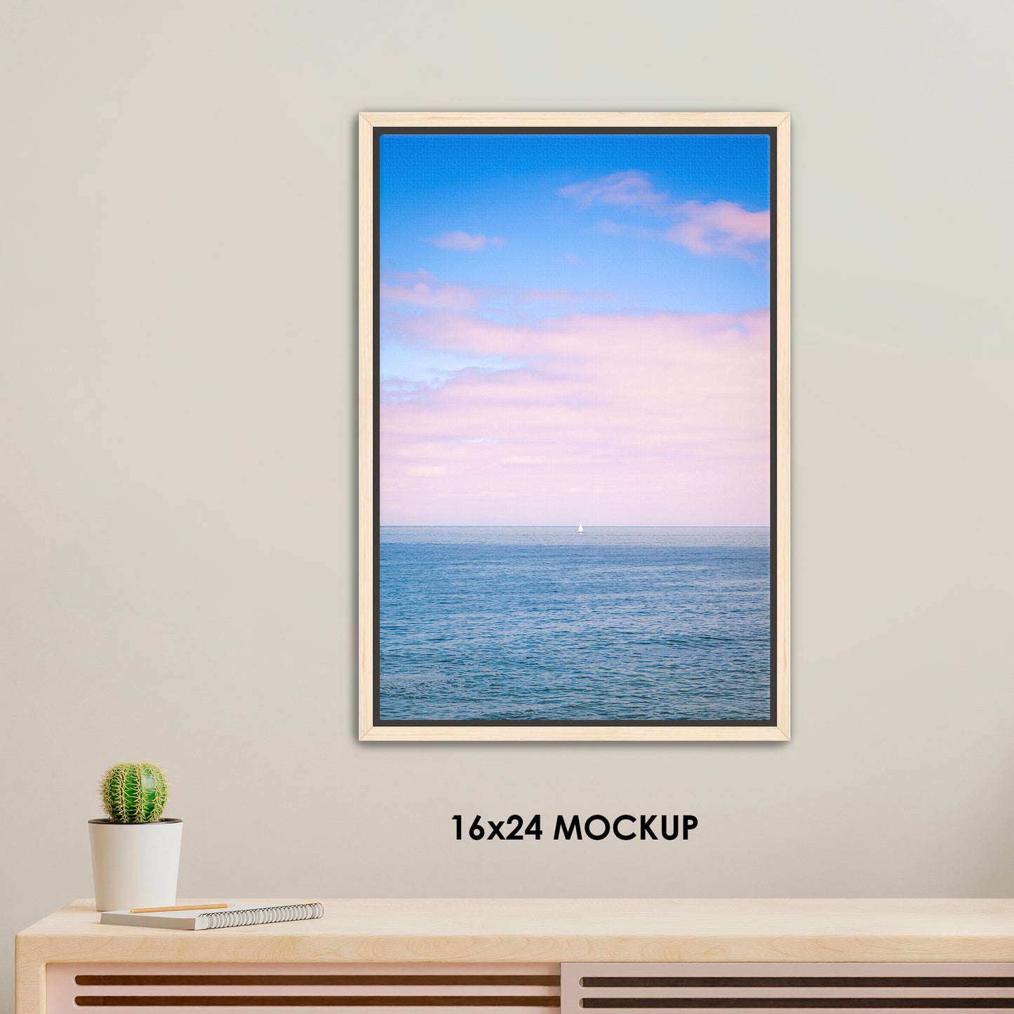 Sky Blue Pink Sail / FenixPDE / Framed Photography Canvas Print