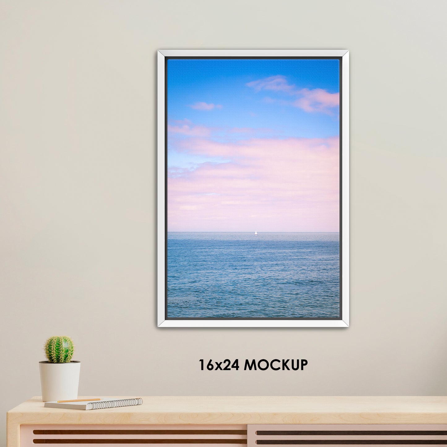 Sky Blue Pink Sail / FenixPDE / Framed Photography Canvas Print